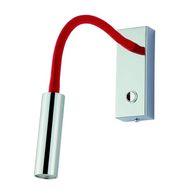 Rocco LED Wandspot Flexarm Chrom 6,5W mit Schalter, Ausführung: Schlaucharm rot