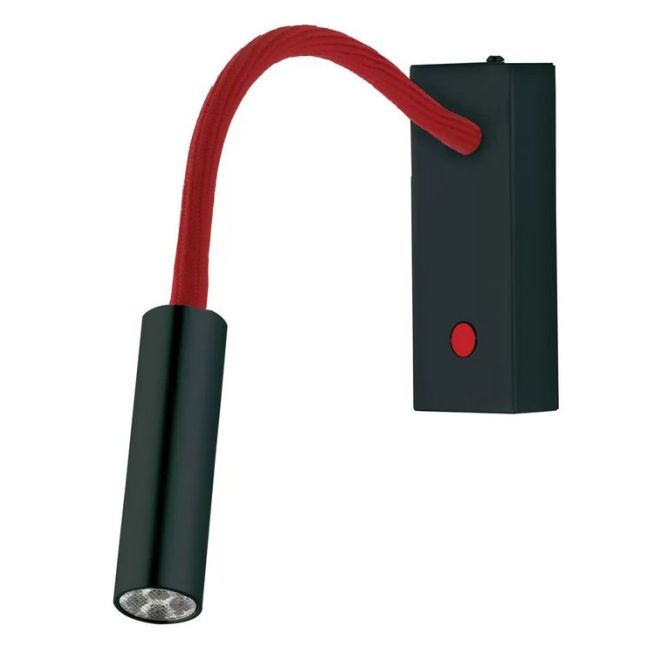 Rocco LED Wandspot Flexarm schwarz 6,5W mit Schalter, Ausführung: Schlaucharm rot