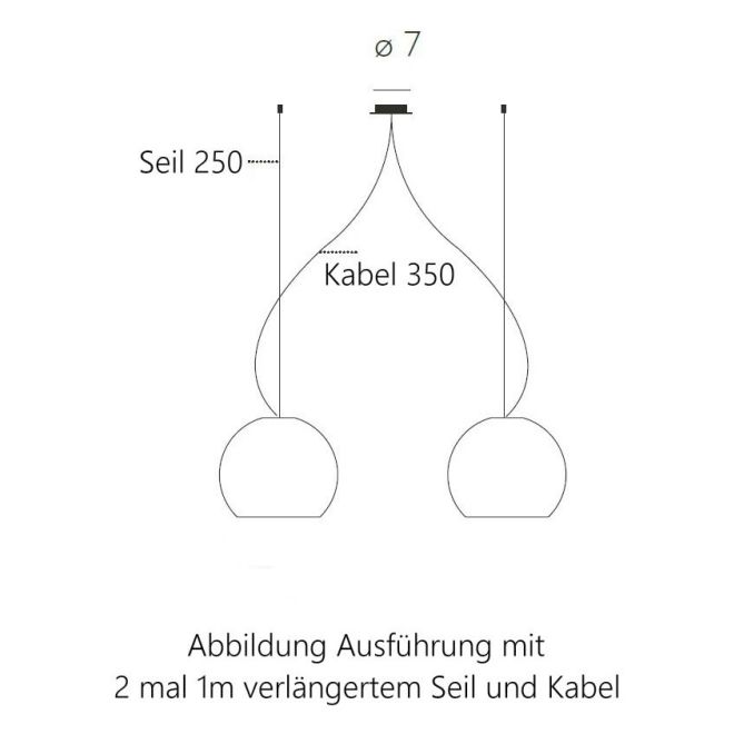 Ball Draht-Pendelleuchte 320 2er weiss, Casablanca Zubehör: + 2x 1m längeres Seil und Kabel