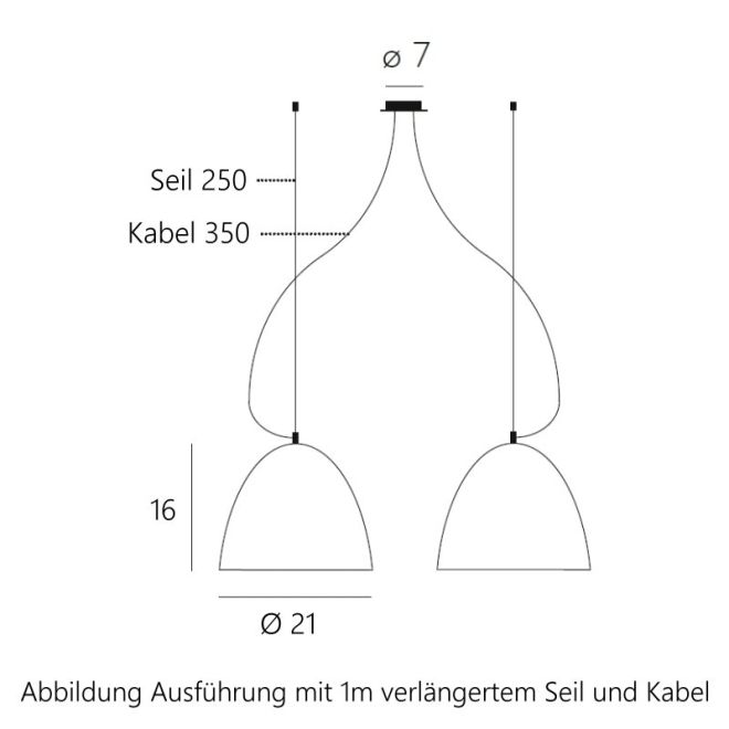 Bell Pendelleuchte 2-er sand 210 mm, Casablanca Zubehör: + 2x 1m längeres Seil und Kabel