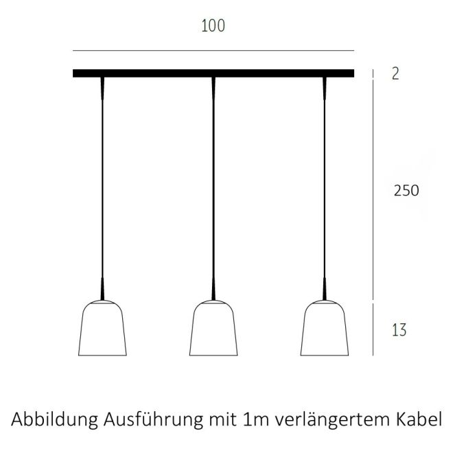 Clavio S Pendelleuchte 3-er schwarz / weiss, Casablanca Zubehör: + 3x je 1m längeres Kabel