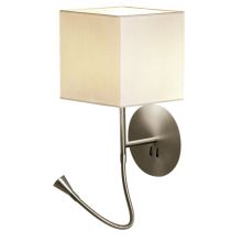 Hotel Python Wandleuchte quadratisch, Ausführung: Nickel matt / Schirm beige