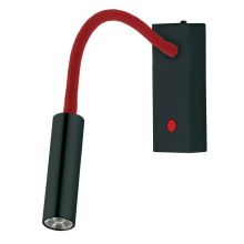 Rocco LED Wandspot Flexarm schwarz 6,5W mit Schalter, Ausführung: Schlaucharm rot