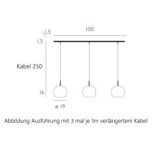 Ball Kabel-Pendelleuchte 190 3-er, Casablanca Zubehör: + 3x je 1m längeres Kabel