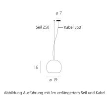 Ball Draht-Pendelleuchte 320 1er weiss, Casablanca Zubehör: + 1m längeres Seil und Kabel