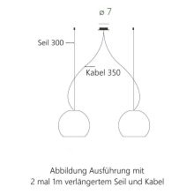Ball Zugpendelleuchte 320 2er weiss, Casablanca Zubehör: + 2x 1m längeres Seil und Kabel