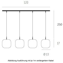 Murea Kabel-Pendelleuchte 4-er, Casablanca Zubehör: + 4x je 1m längeres Kabel