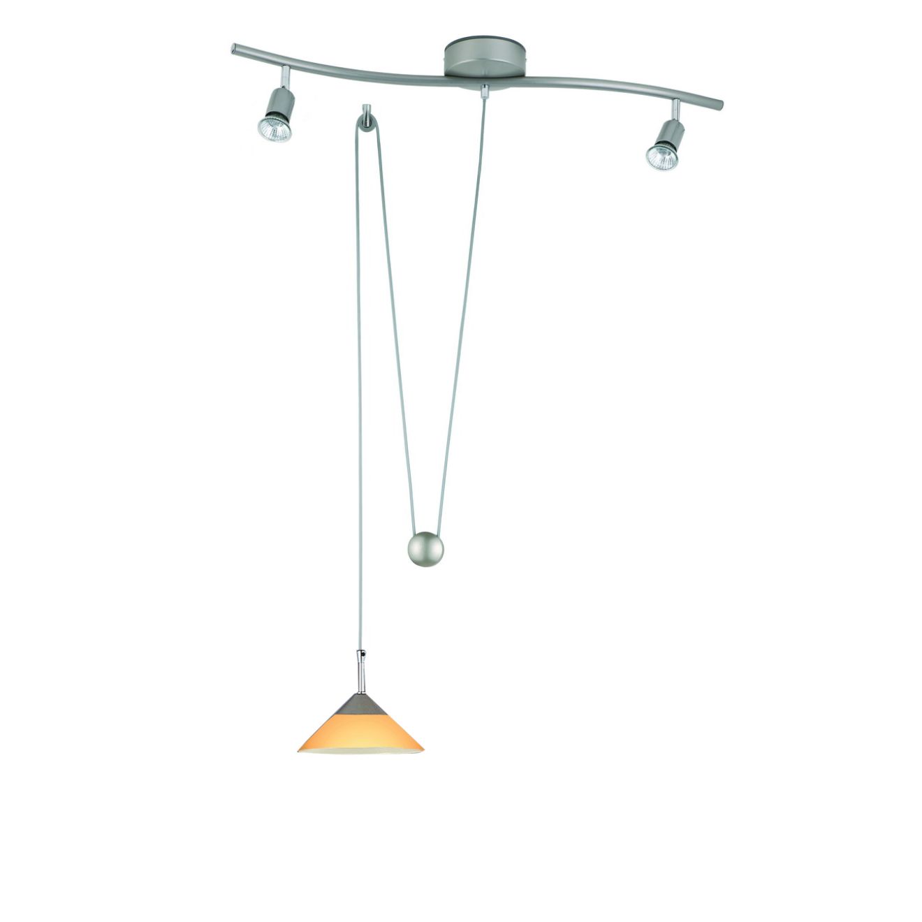 Pendelleuchte DALLAS silber / orange mit Strahler