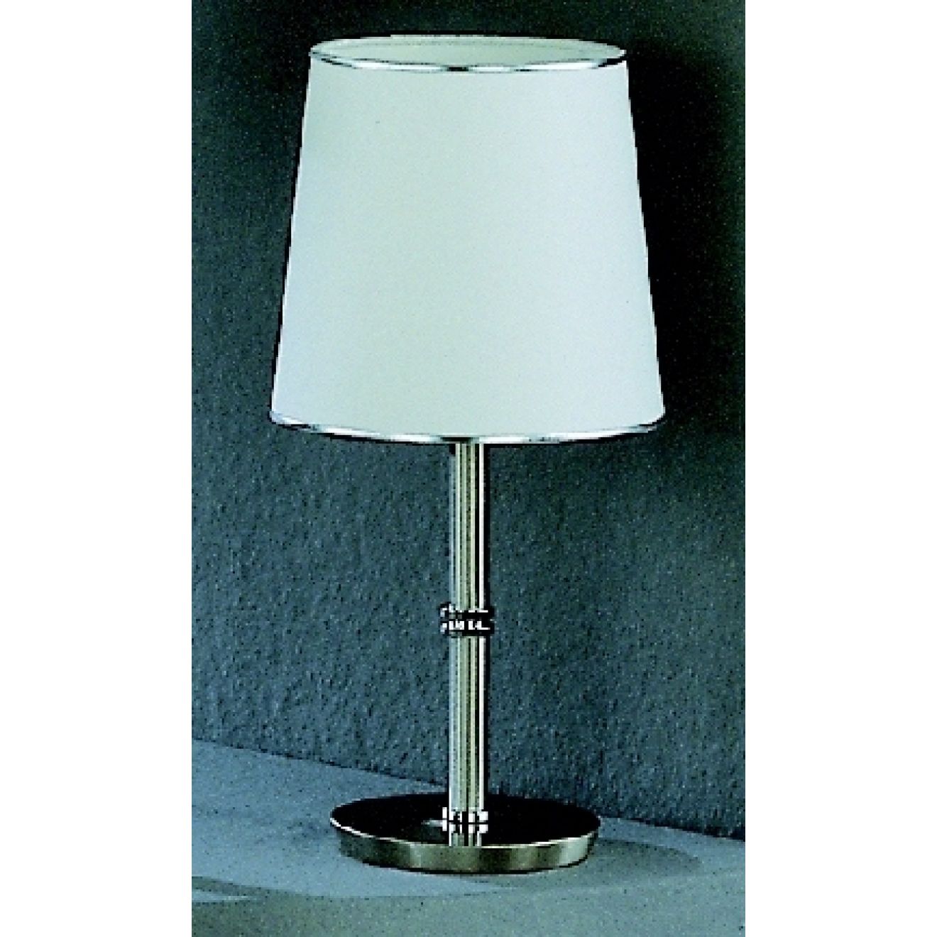 Dave Tischleuchte Nickel matt Schirm weiss