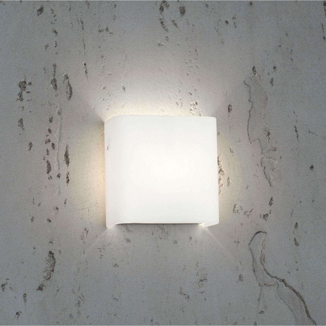 Radius Wandleuchte Casablanca rechteckig Glas weiss
