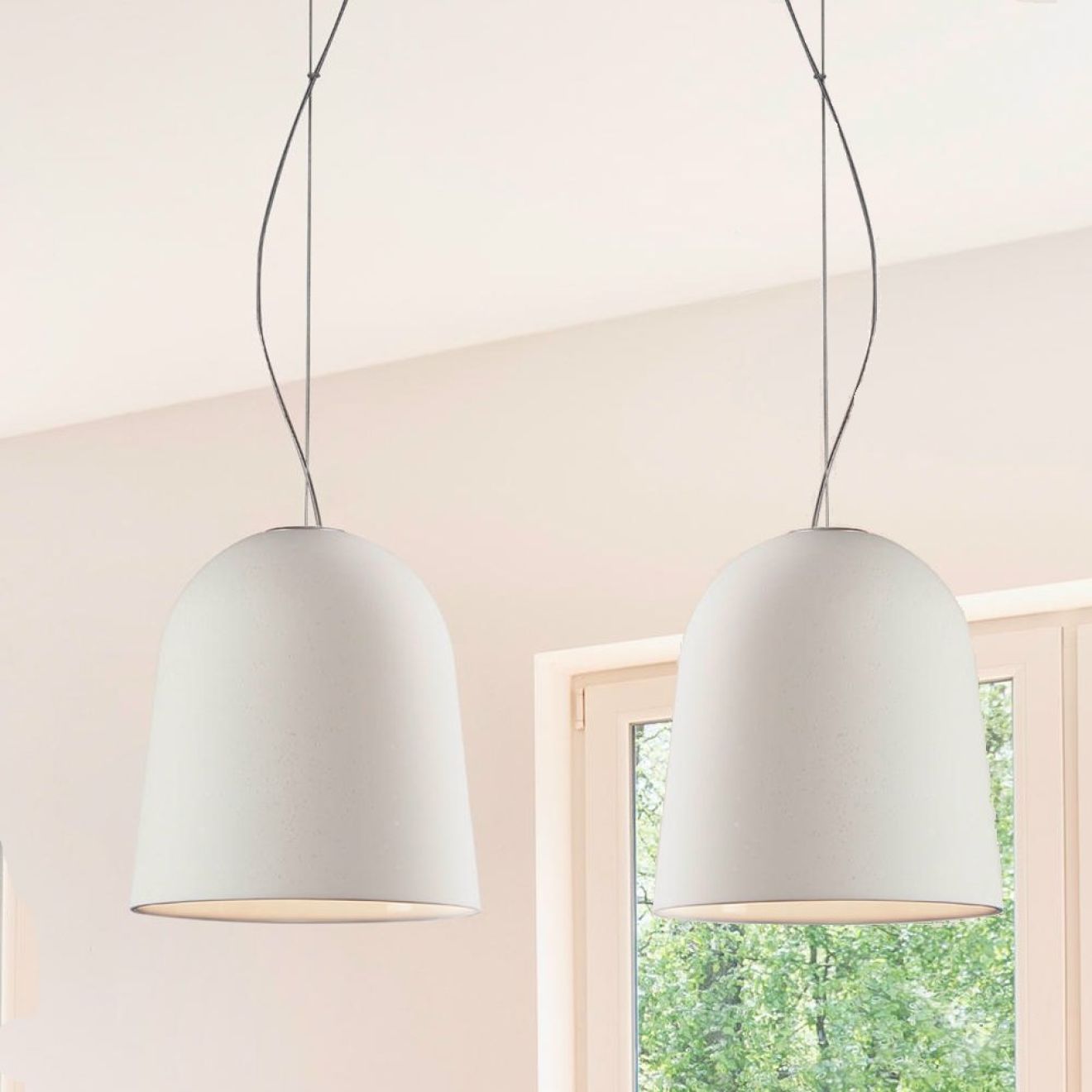 Clavio M Pendellampe 2-flammig Casablanca creme weiss Aluminium