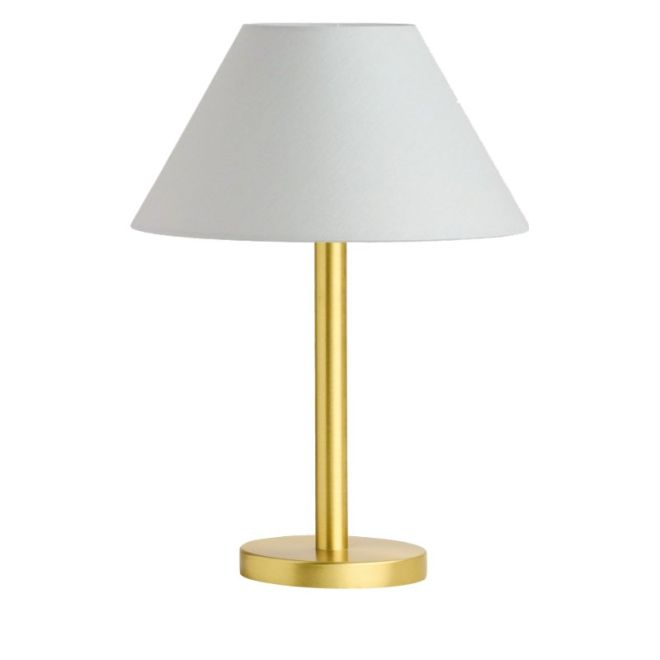 Florian Hockerleuchte Messing matt Schirm grau