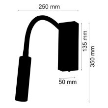 Rocco LED Wandspot Flexarm schwarz 6,5W mit Schalter